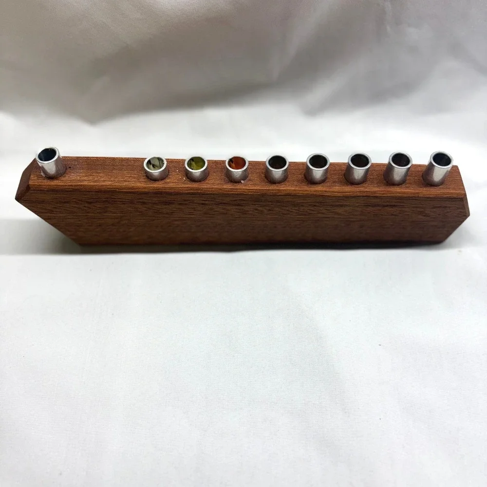 Unbranded Menorah Unisex OS Brown Good MCM Wood Metal Hanukkah Judaica